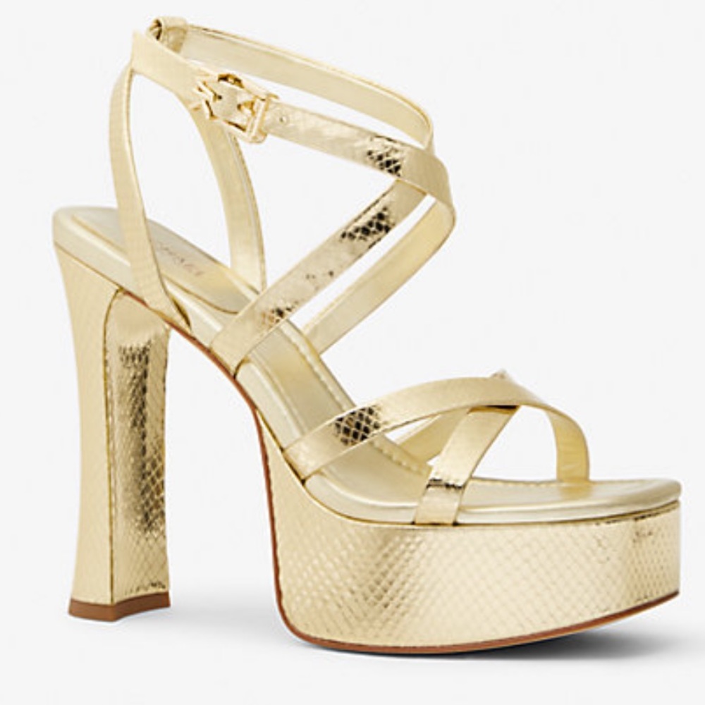 MICHAEL Michael Kors Gold Platform Strappy High-Heel Sandals